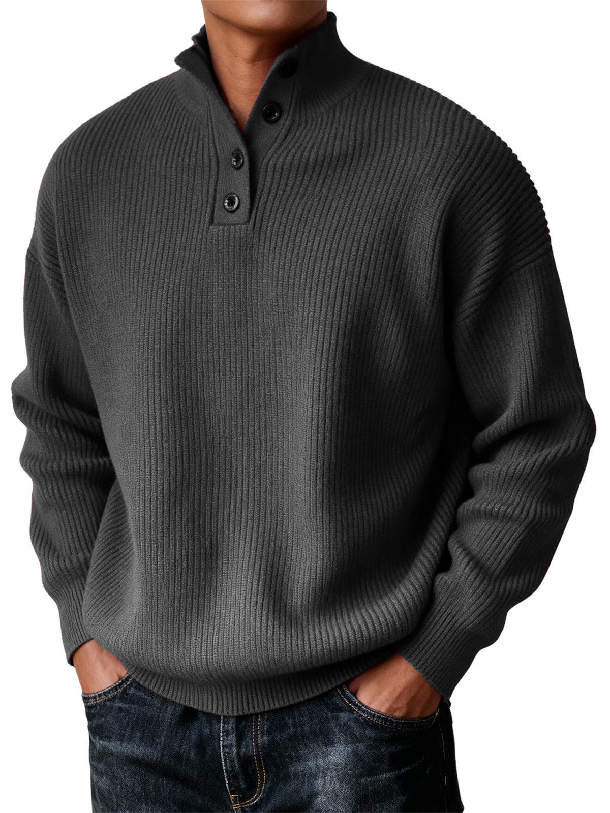 Men's Simple Turtleneck Casual Knitted Sweater For