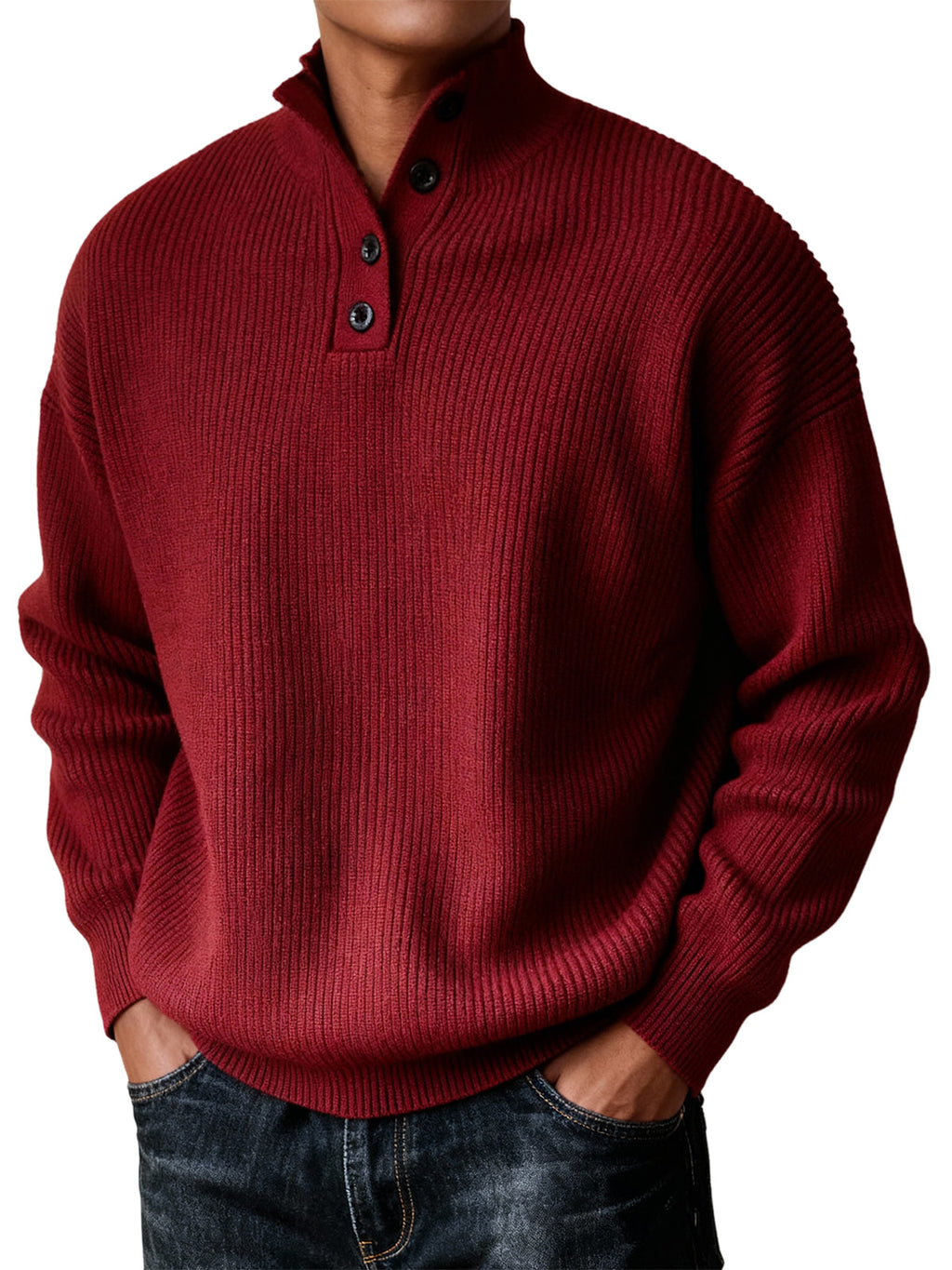 Men's Simple Turtleneck Casual Knitted Sweater For