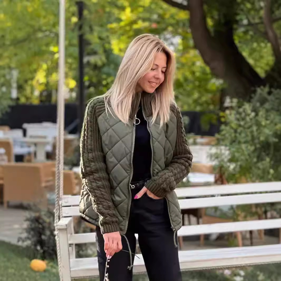 🎁Christmas sale☃️2025 New Women's Knit Patchwork Puffy Jacket